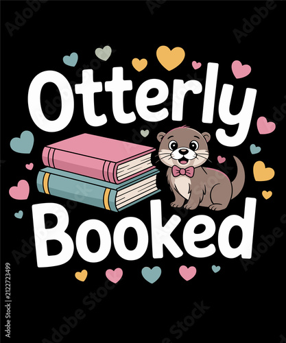 Obraz na płótnie Otterly Booked Cute Otter Pun for Book Lovers