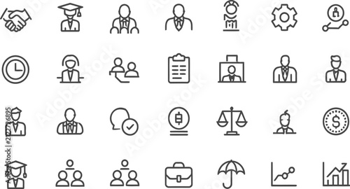 Professional Business Career Outline Icon Set