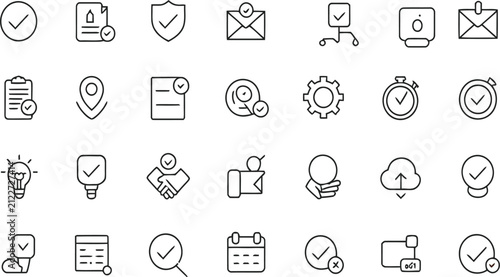 Verification and Approval Outline Icon Set