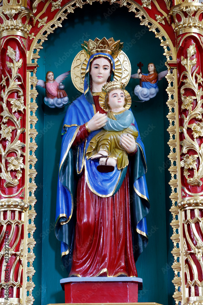 Obraz premium Virgin Mary and Baby Jesus Catholic Statue