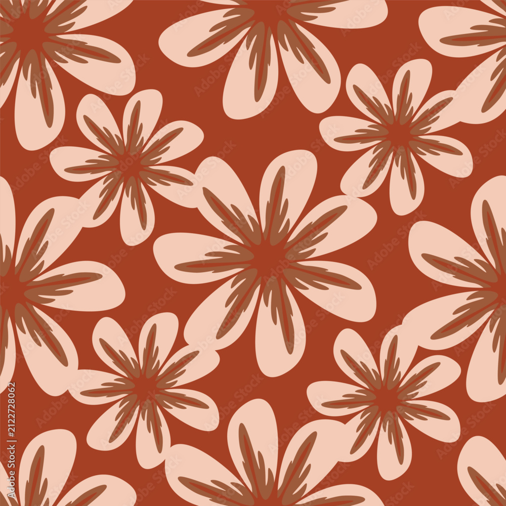 Fototapeta premium Cute floral pattern in the small flowers. Seamless vector texture. Elegant template for fashion prints. Printing with small orange and pink flowers. Ivory background. 