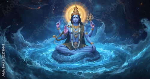 Lord Shiva, or Ishvara, is one of the three supreme deities of the Trimurti in Hinduism. He is the god of destruction of evil, rebirth, and yogic practice. His consort is Goddess Uma Devi, and his son