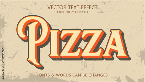 Vintage pizza 3d style editable text effect