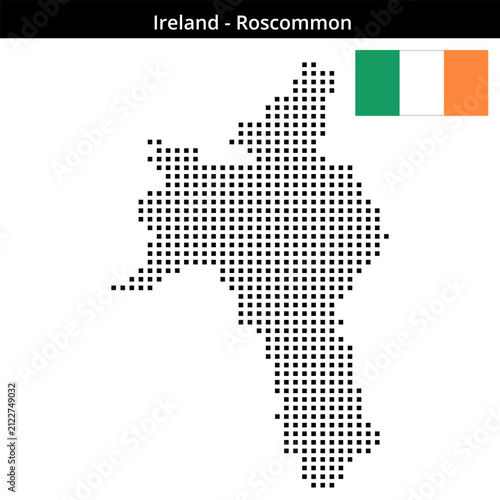 Quadro su tela Map of Ireland region Roscommon in medium size square dots