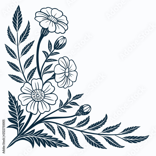 marigold border frame with leaves