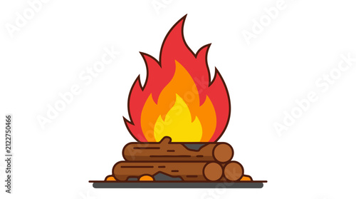 Campfire Flat Cartoon Vector Isolated on White Background
