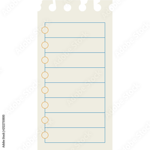 Checklist paper note element 7, vector flat graphic illustration for planner and to do list design