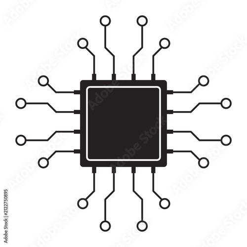 Microchip icon vector illustration electronic circuit board processor symbol podium