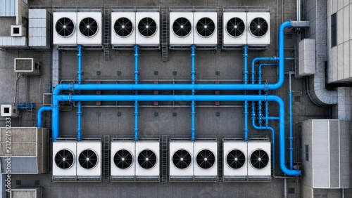 Industrial cooling and pipe network for data center heat management