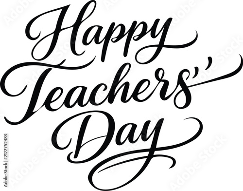 Happy Teachers' Day Calligraphy Typography with Elegant Hand Lettering Design