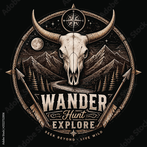 Wild Trails, Fierce Hunts, Endless Adventures Beyond the Mountains, Typography Vector T-shirt Design
