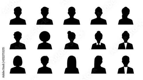 Black User Avatar Silhouette Profile Icon Set Editable Vector Collection