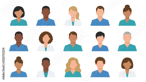 Diverse Business People Avatar Profile Icon Collection Flat Vector