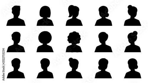 Black Profile Avatar Silhouette Icon Pack Editable Vector Collection