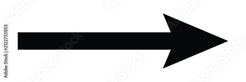 Black long arow vector icon pointing to the right side. A premium style arrow icon with sharp arrow head icon and edge. Vector icon design set. Isolated on white background.