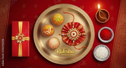 Raksha Bandhan Thali with Rakhi and Sweets – Traditional Indian Festival Celebration Setup