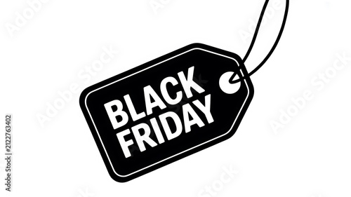 Black friday sale tag icon isolated on white background for retail marketing and shopping event promotion