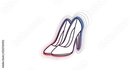 Elegant outline of high heel shoes with gradient contour, isolated on white background