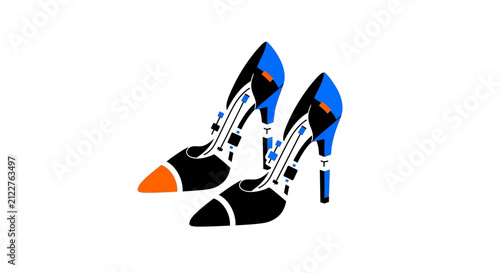 Futuristic High Heels with Circuit Board Design on White Background