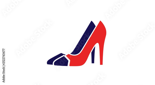 Red and navy blue high heel shoes, fashion, elegance, modern design, isolated on white background