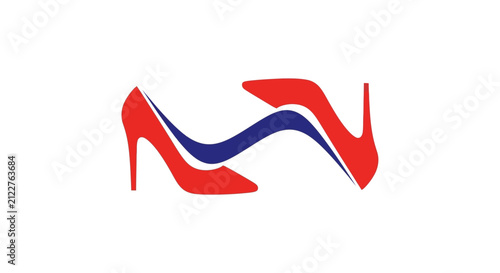Red High Heels and Blue Wave Logo Design