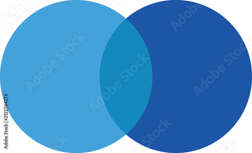 Intersecting circles. Blue and cyan. Merge concept. Colored icon. Business background. Vector illustration. Stock image. eps 10