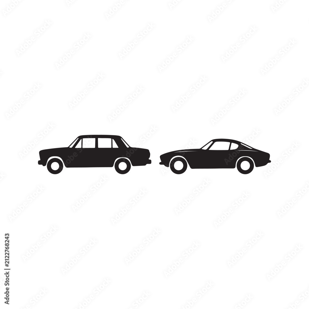 Obraz premium Modern Sedan Automobile Black Silhouette Car Vector Collection
