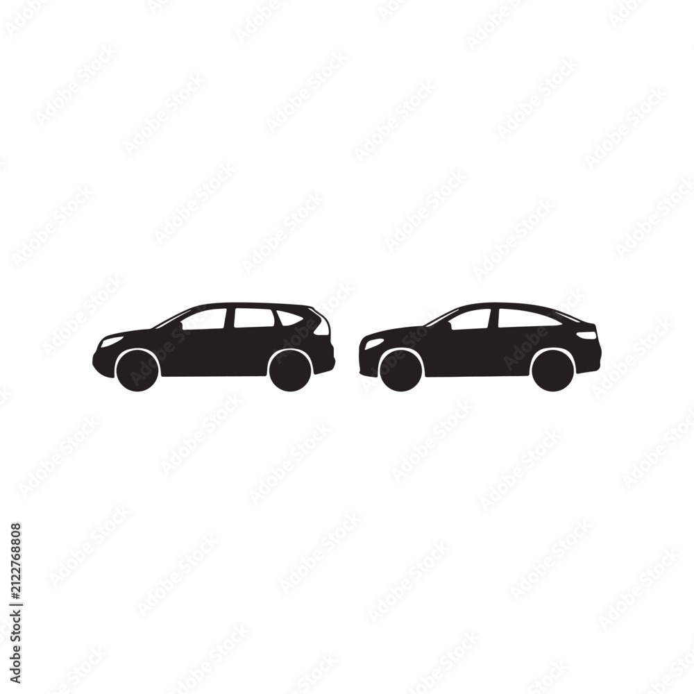 Fototapeta premium Modern Compact SUV Side View Silhouette Vector Set