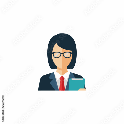 Professional business woman avatar with folder.