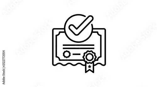 Professional certificate with checkmark seal icon.