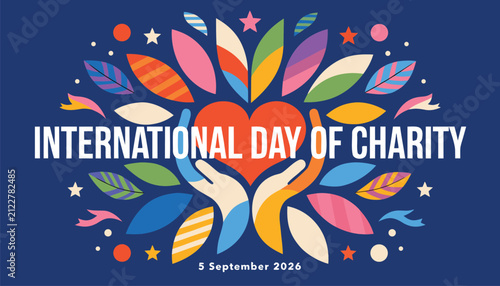 Foto International day of charity concept with heart and helping hands