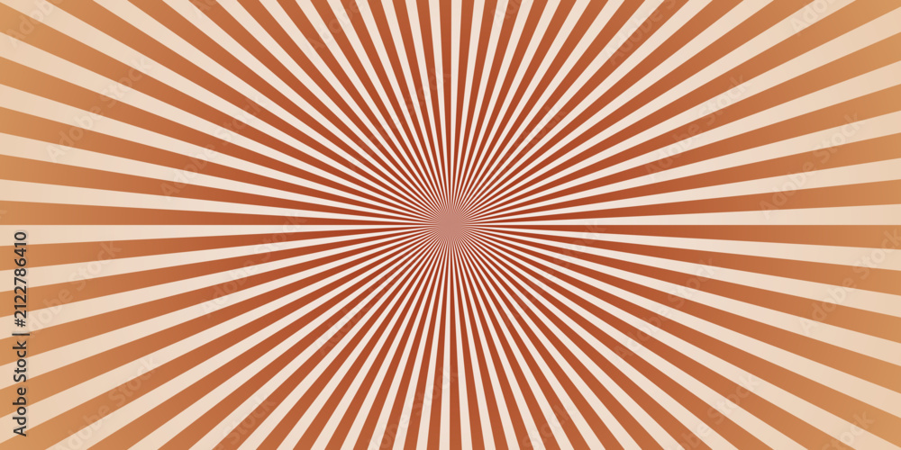 Fototapeta premium Minimal orange and olive sunray starburst background. Radiating sunburst rays bursting from the center. Abstract vector design for banner, magazine and wallpaper.