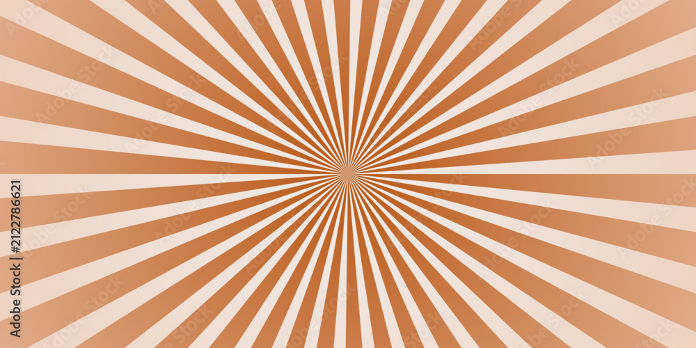 Fototapeta premium Premium amber and rose sunray sun ray background. Radiating sunburst rays bursting from the center. Abstract vector design for branding, flyer and wallpaper.