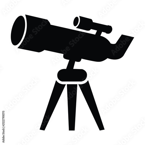 Astronomical telescope on tripod icon for space observation UI