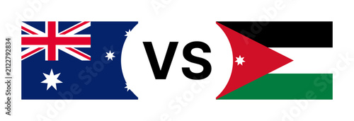 Australia vs Jordan national flags competition banner background