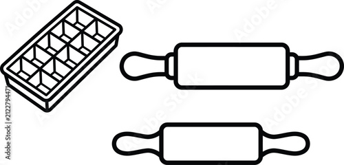Fotografie Kitchen, cooking line icons set