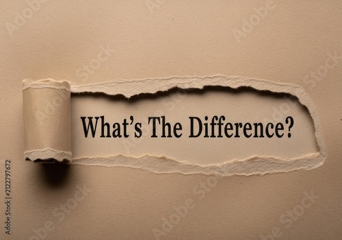 Torn paper revealing the question whats the difference in bold black text, symbolizing inquiry and comparison