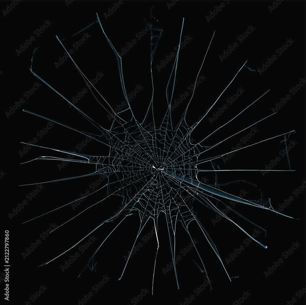 Fototapeta premium Sharp Shards of Broken Window Glass Exploding and Flying Through the Air Isolated on Black Background Shattered Window Glass Explosion Isolated on Black Background