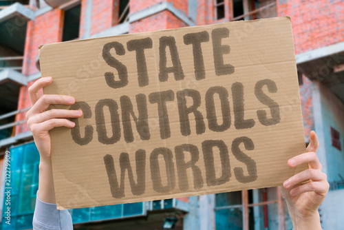 Foto "State Controls Words" Describe government monopoly over public information