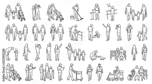 Outdoor Promenade Visitor Human Collection Architectural CAD Line Art Pack