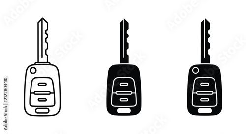 Car key fob set with keys isolated