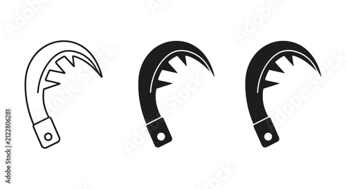Obraz na płótnie Black sickle scythe cutting tool vector icon