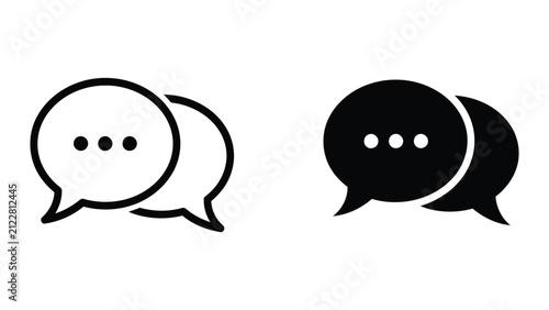 Quadro su tela Minimalist Speech Bubble Icons Set Vector Outline Conversation Symbols Black and