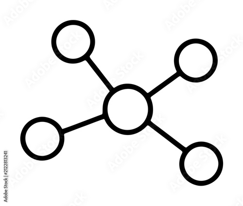 Фотография Black outlined vector illustration depicting a network topology with one central