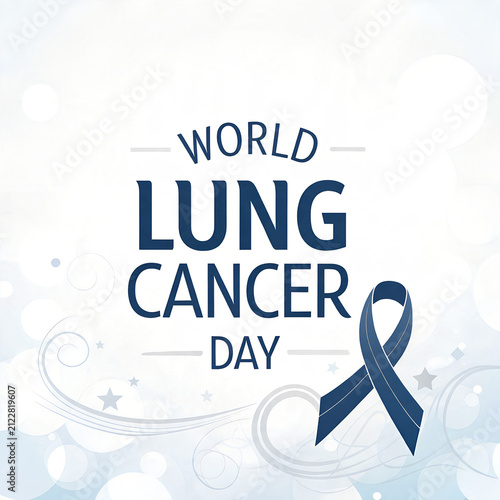 World lung cancer day, awareness ribbon symbol.