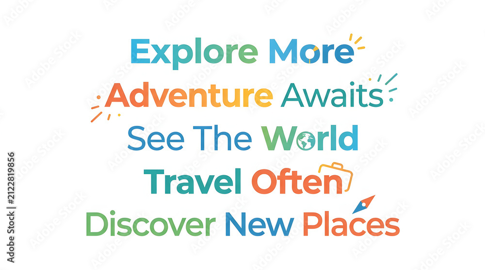 Fototapeta premium Premium high quality stock photo inspiring travel phrases with globe and rocket illustration
