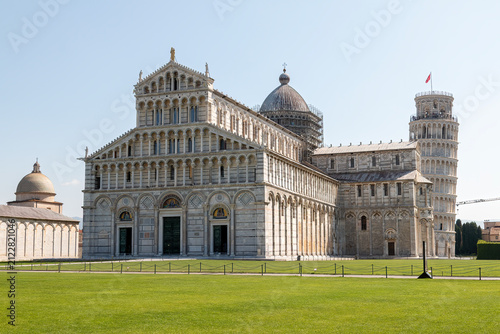 Photography Pisa Cathedral and Leaning Tower in Piazza dei Miracoli, Tuscany, Italy