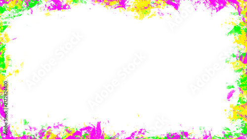 Colorful paint splatter frame border overlay with transparent center