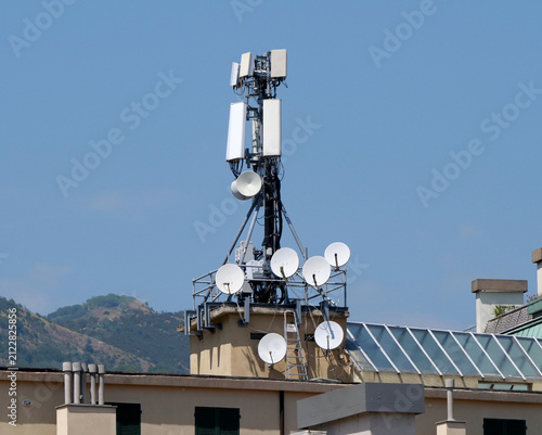 Cuadro en lienzo Tower for cell phone antennas and repeaters