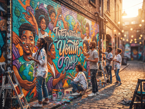 Street Art Colorful Mural Painting On Urban Alley Wall
